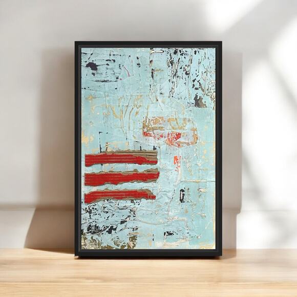 Original Framed Mixed Media Modern Art Collage Painting 12x18 